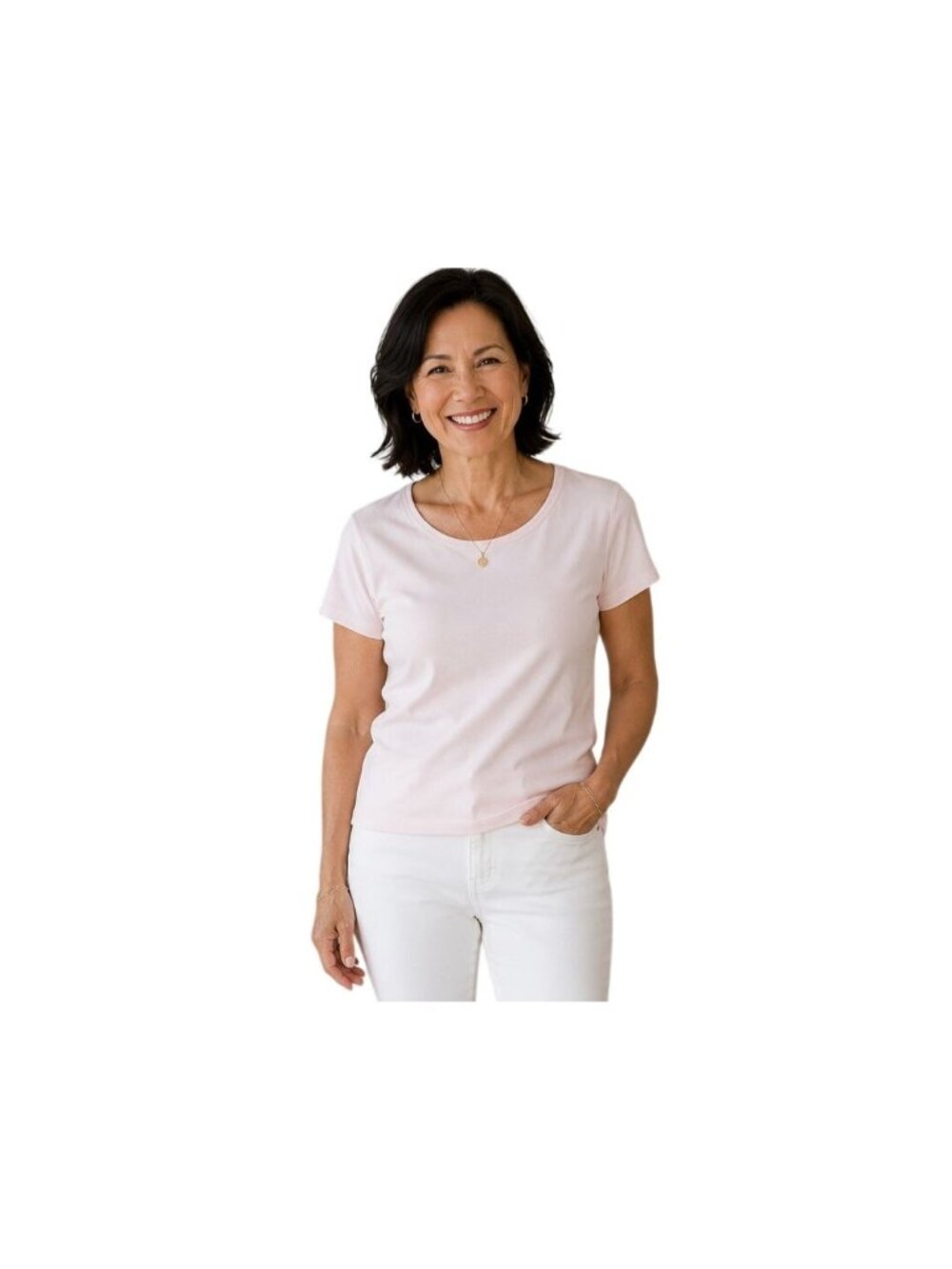 Talbots Pink Petite Cotton Short-Sleeve T-Shirt Size M Round Neck Casual Wear
